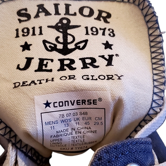 SOLD. Converse X Sailor Jerry Poison All Star HighTop Sneakers Men 11 - Picture 3 of 15
